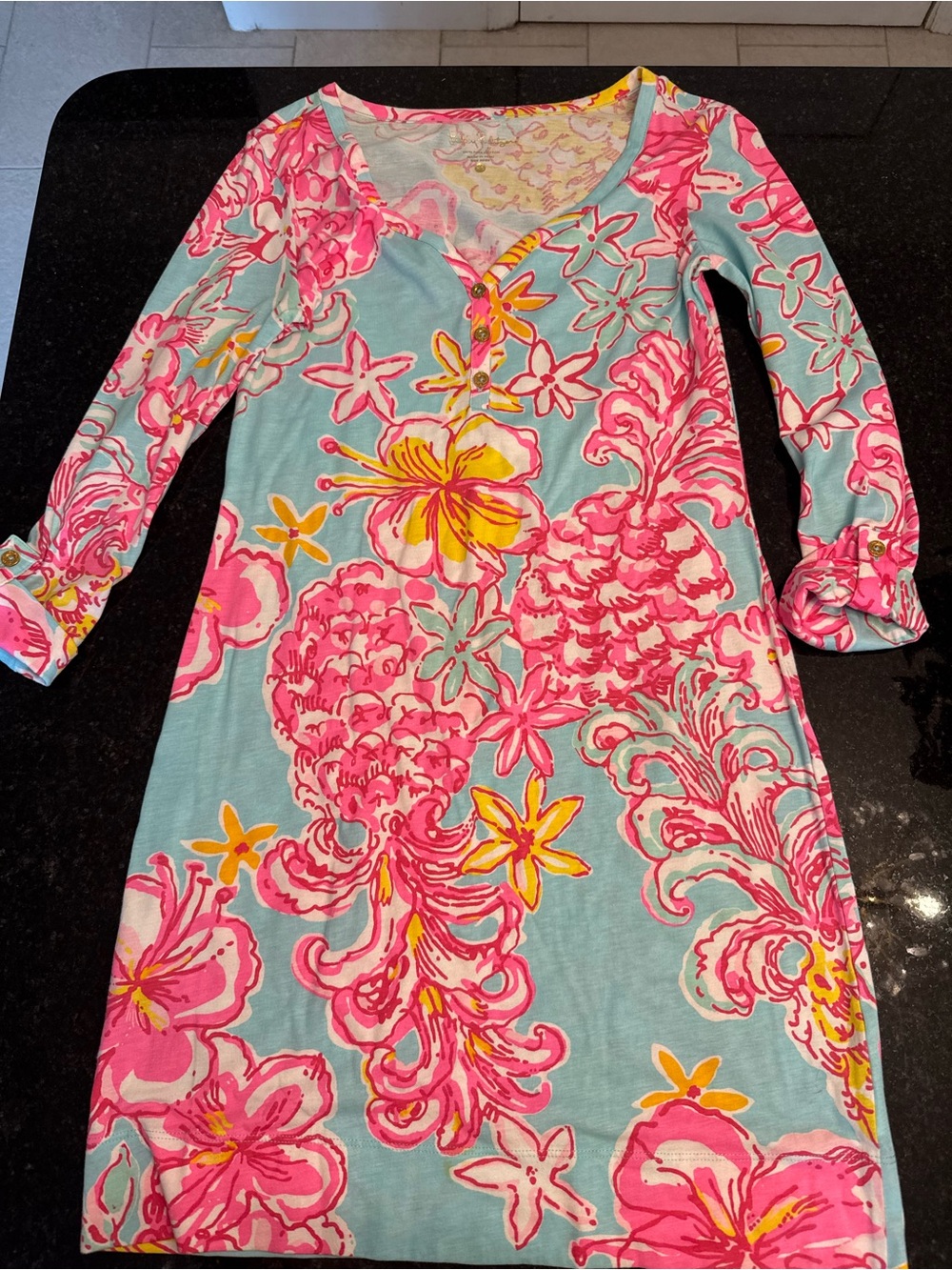 Floral Print Pink & Aqua dress